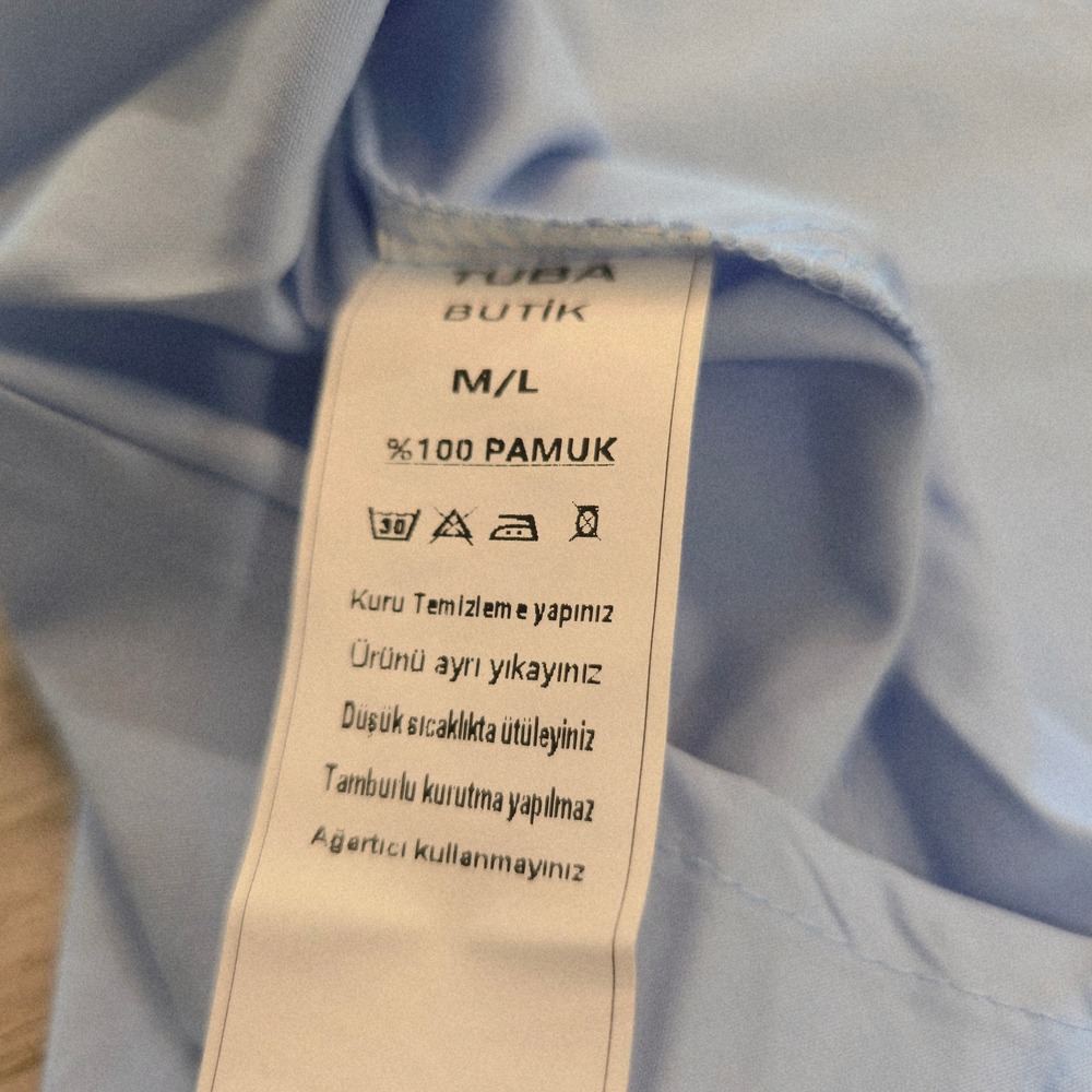Tuba Butik Light Blue Asymmetric Cotton Poplin Button Down Tunic Shirt M/L NEW - Picture 8 of 9